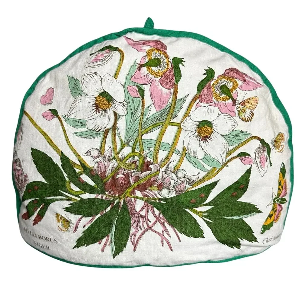 Portmeirion Botanical Garden tea cozy Christmas Rose cotton England 9x12